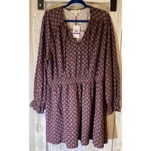 Michael Kors Long Sleeve Dress Merlot Women Xxl NWT